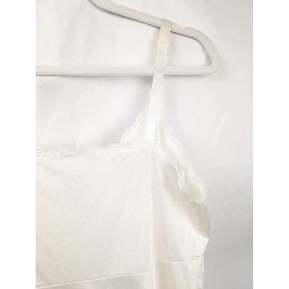 Vintage‎ Lace Satin Slip Dress White 34 Scalloped Fairy Romantic Lingerie Bridal